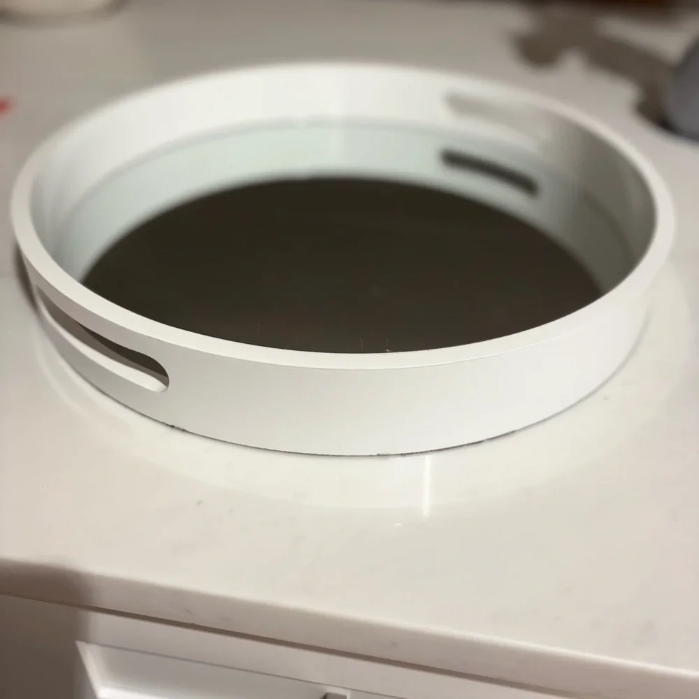 Elegant White Mirror Tray Round